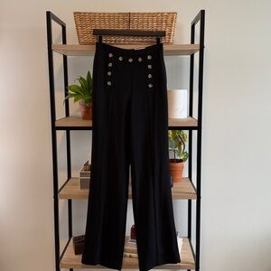 NWT Express Wide Leg Super High Rise Button Front Woven Career Dress Pant, 2